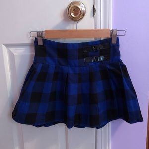 Blue plaid skirt